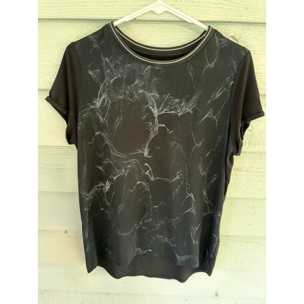 Ruff Hewn Grey Black Marble Print Short Sleeve Top Size M - Picture 2 of 8